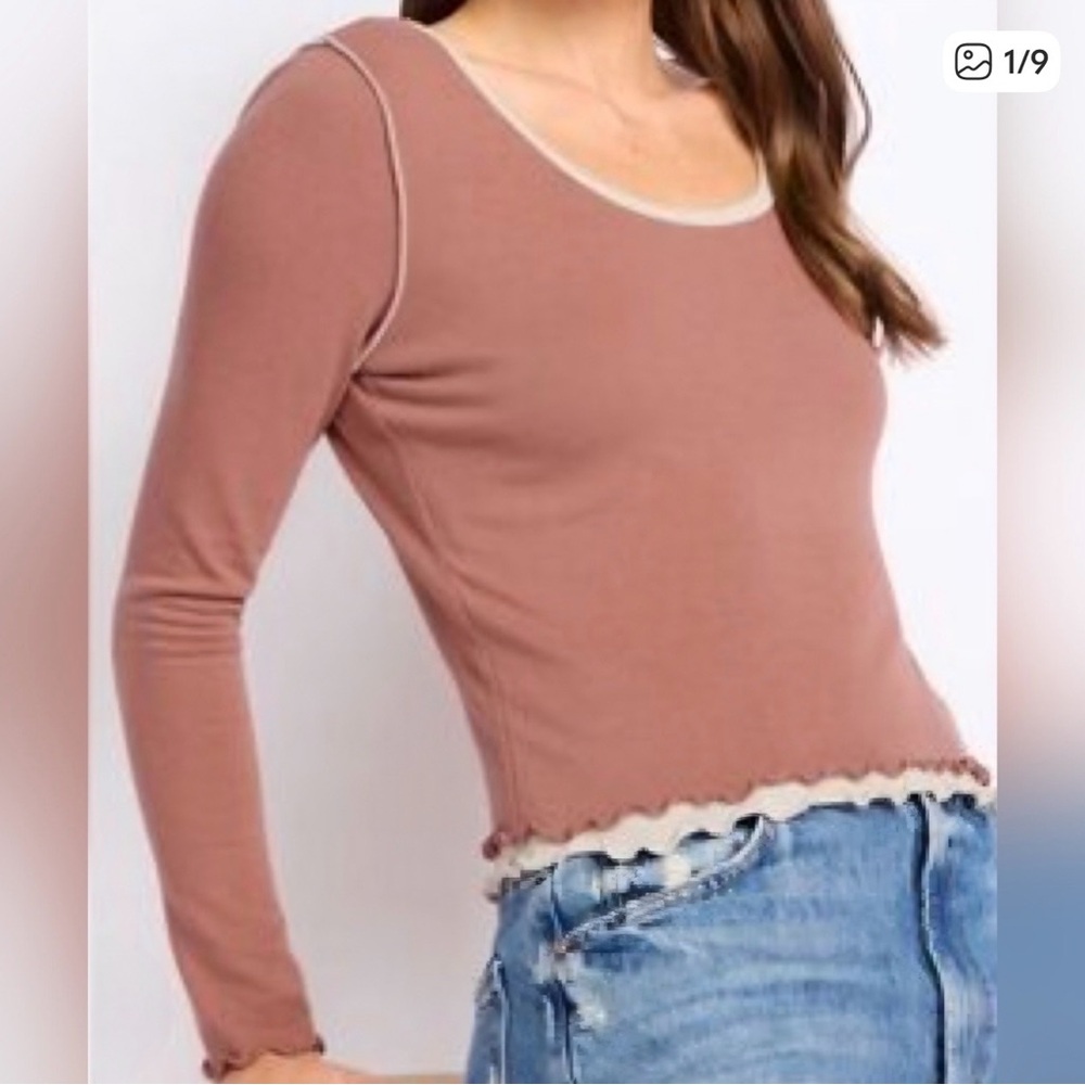Lush Long Sleeve Layered Ruffle-Trim Top